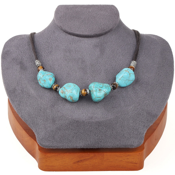 Wholesale Random shaped turquoise tiger eye stone necklace