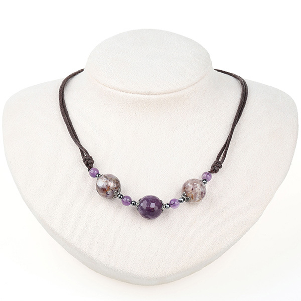 Cut off Purple Flower Crystal Necklace