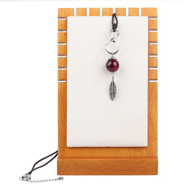 Red agate feather pendant necklace