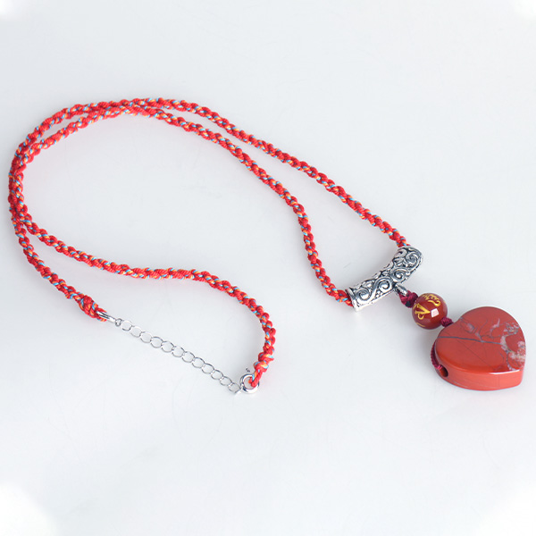 Safflower stone red agate good luck pendant necklace
