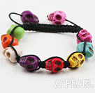 Wholesale Fashion Style Multi Color Turquoise Skull Drawstring Halloween Bracelet