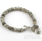 Faceted Abacus Shape Flashing Stone Stretch Bangle Bracelet with Snail Accessory