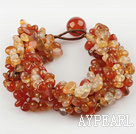 Wide Style Natural Color Agate Fillet Chips Woven Bracelet