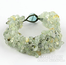 Wholesale Green Series Wide Style Green Rutilated Quartz Fillet Chips Woven Bracelet