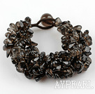 Wide Style Somky Quartz Fillet Chips Woven Bracelet