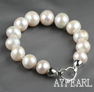 12-14mm Round Natural White Freshwater Pearl Beaded Bracelet