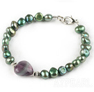 Peacock Freshwater Pearl and Fluorite Bracelet with Lobster Clasp