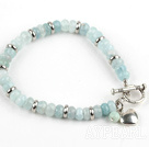 Wholesale Abacus Shape Faceted Aquamarine Bracelet with Toggle Clasp