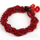 Multi Strands Faceted Red with Colorful Crystal Bracelet