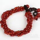 Multi Strands 4mm Faceted Red Carnelian Agate Beaded Bracelet