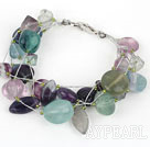 Wholesale Multi Strand Rainbow Fluorite Bracelet with Silver Color Wire