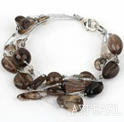 Wholesale Multi Strand Smoky Quartz Bracelet with Silver Color Wire