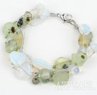 Wholesale Multi Strand Prehnite and Opal Bracelet with Silver Color Wire
