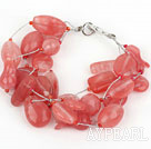 Wholesale Multi Strand Cherry Quartz Bracelet with Silver Color Wire