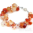 Multi Strands Natural Color Agate Bracelet with Silver Color Wire