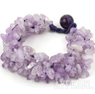 Bold Style Multi Strands Purple Jade Chips Woven Bracelet