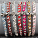 Wholesale 7 PCS Trendy Nickel Free Alloyed Skull Head Charm Multi Color Thread Hand-Knitted Bracelet (Random Color)