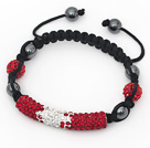 Fashion Style Gradual Change Red Rhinestone Tube and Tungsten Steel Stone Drawstring Bracelet