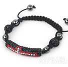 Wholesale Fashion Style Red and Black Rhinestone Tube and Tungsten Steel Stone Drawstring Bracelet