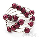 Fashion Style Purple Red Round Seashell Wrap Bangle Bracelet