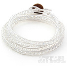 Fashion Style Clear Crystal Woven Wrap Bangle Bracelet with White Wax Thread