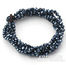 Wholesale Black Gray Series Multi Strands Black Faceted Crystal Bracelet