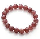 Wholesale Retro Simple Style 10mm Round Cherry Quartz Beads Elastic Bracelet