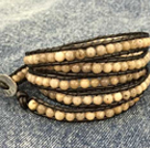 Fashion Hot Sale Multi Strands Round Steel Gray Cat's Eye Stone Beads Wrap Bangle Bracelet