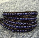 Fashion Hot Sale Multi Strands Round Lapis Beads Wrap Bangle Bracelet