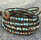 Fashion Hot Sale Multi Strands Round Multi Color Stone Beads Wrap Bangle Bracelet