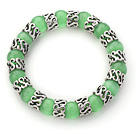 Wholesale 10mm Round Light Green Cats Eye and Tibet Silver Spacer Ring Accessories Stretch Bracelet