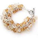Wholesale Yellow Color Assorted Citrine Chips Bracelet with Silver Color Metal Chain