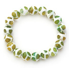 Wholesale 10mm Round White and Green Pattern Fire Agate Stretch Beaded Bangle Bracelet