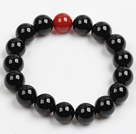 Wholesale Fashion 10Mm Black And Red Agate Beaded Elastic Bracelet