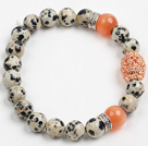 Wholesale Retro Color Spots Stone And Cats Eye Stone Beaded Stretch / Elastic Bracelet