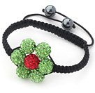 Wholesale 2013 Summer New Design Apple Green and Red Rhinestone Flower Adjustable Drawstring Bracelet