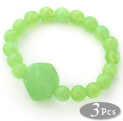 3 Pieces Apple Green Color Acrylic Stretch Bangle Bracelet (Total 3 Pieces)