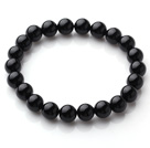 Wholesale Classic Design Single Strand A Grade 8mm Round Black Agate Beads Elastic Braceelt
