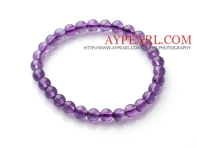 2014 Popular Style A Grade Natural Round 6mm Amethyst Elastic Bracelet
