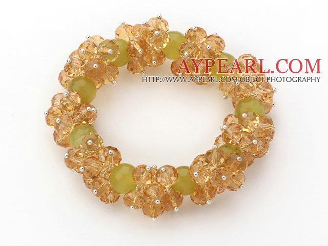 Yellow Series Faceted 8-10mm Citrine and South Korea Jade Stretch Bracelet