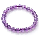 Wholesale 2014 Popular Style A Grade Natural Round 8mm Amethyst Elastic Bracelet