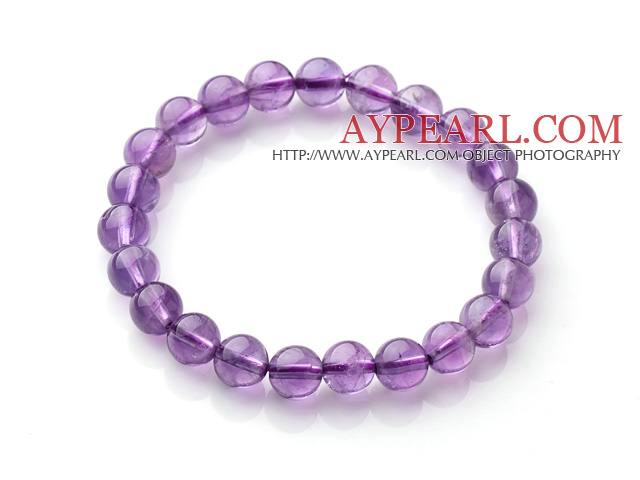 2014 Popular Style A Grade Natural Round 8mm Amethyst Elastic Bracelet