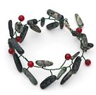 Wholesale Red Coral and Green Black Color Branch Shape Indian Agate Wire Crocheted Bracelet