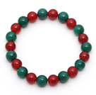 Wholesale 2014 Christmas Design Round 8mm Green Agate and Carnelian Stretch Beaded Bracelet