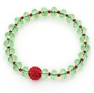 Wholesale 2014 Christmas Design Faceted Green Crystal and Red Round Rhinestone Ball Stretch Bracelet