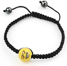 Wholesale Simple Design Lovely Porcelain Beads and Hematite Beads Adjustable Drawstring Bracelet