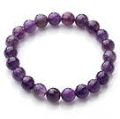 Chic Simple Design Single Strand 8mm Round Natural Faceted Amethyst Beads Elastic Bracelet