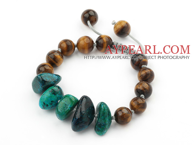 Assorted Round Tiger Eye and Phoenix Knotted Adjustable Drawstring Bracelet
