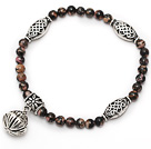 Wholesale nice round red jasper and tibet silver lolus tube charm beads bracelet