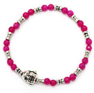 delicate round rose jade and tibet silver buddhu head charm beads bracelet